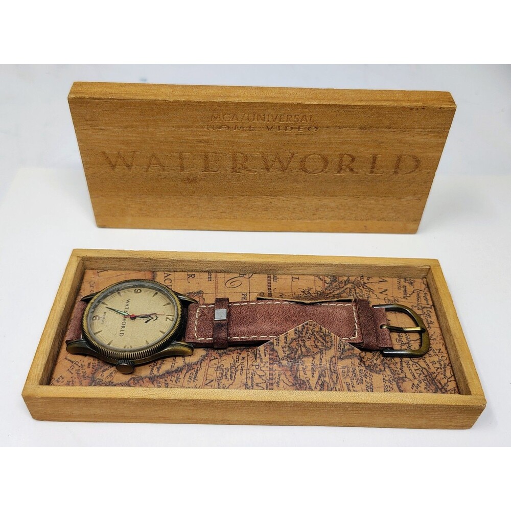 Waterworld Men's Watch Movie Advertising Promo Leather Vintage 1995 In Box
